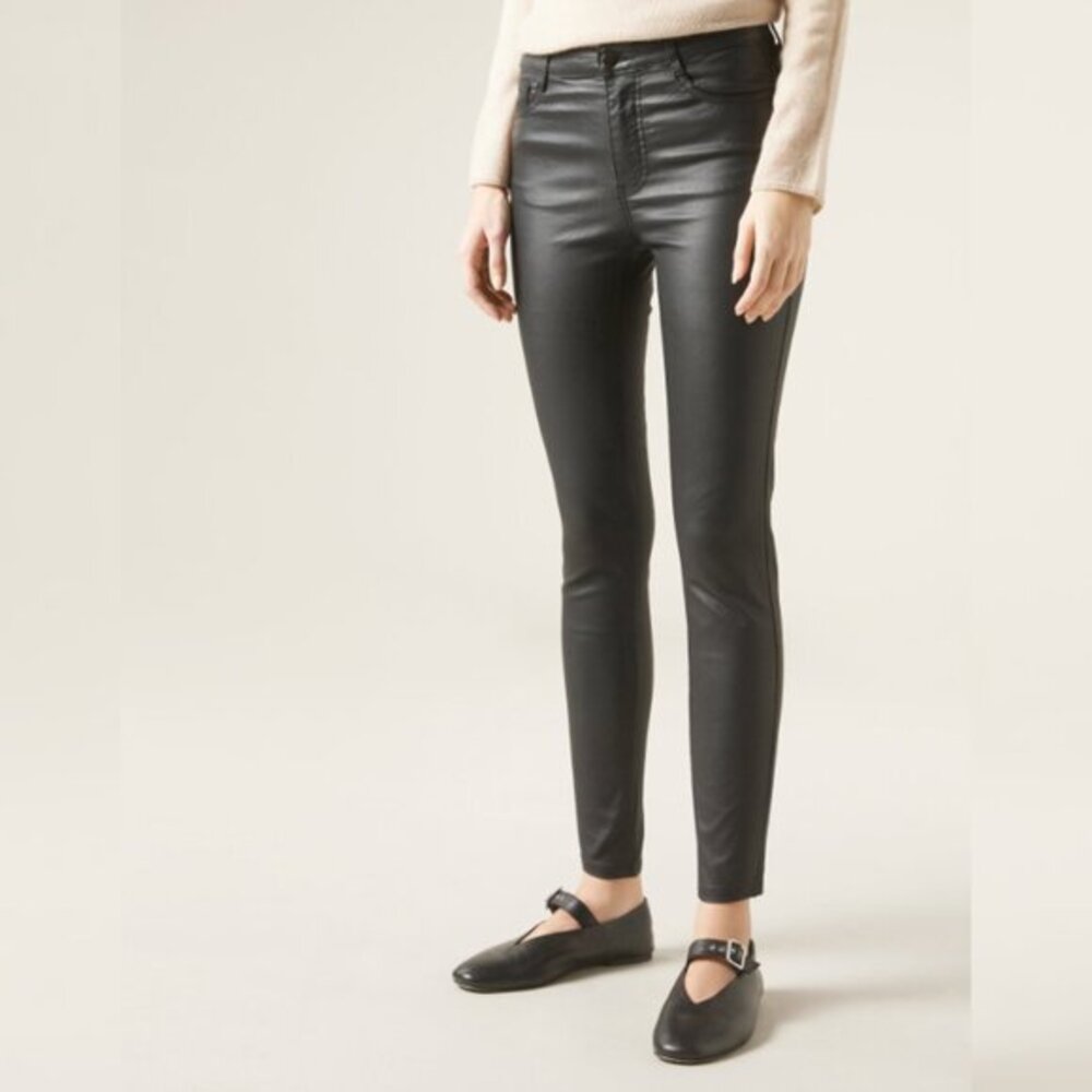 NWOT Calzedonia Black Faux Leather Skinny Leggings Jeans